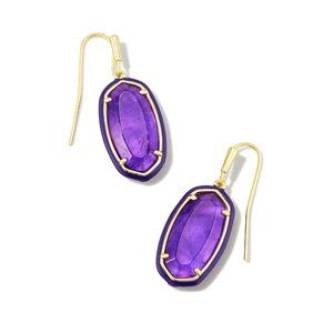 KENDRA SCOTT Dani Gold Enamel Framed Drop Earrings in Amethyst NWT
